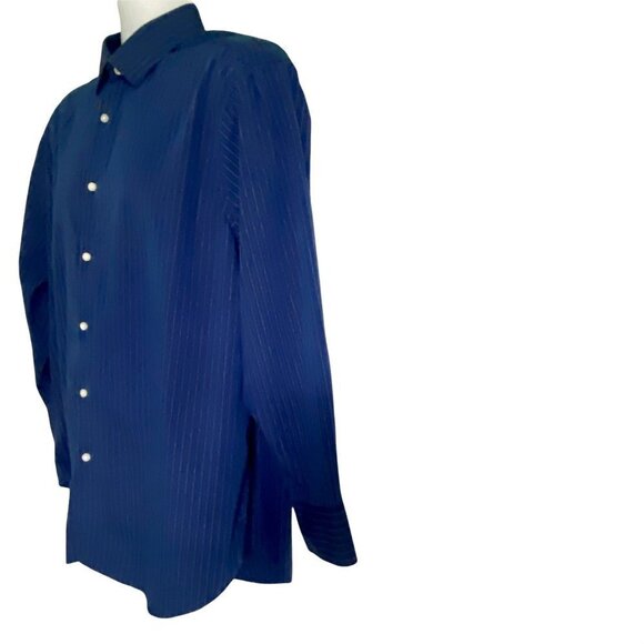 Perry Ellis Portfolio Classic Fit Blue Gold Button Down Shirt Neck 17 - Picture 4 of 8